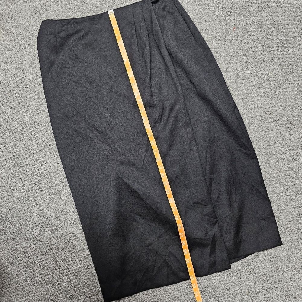LIZ CLAIBORNE Collection Vintage Long Black Wrap Maxi Skirt Wool Blend Lined 14 - Picture 2 of 9